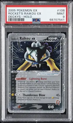 2005 POKEMON EX DEOXYS #108 ROCKET'S RAIKOU EX-HOLO PSA 9 - Image 1