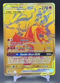 Pokemon Co. Reshiram & Charizard GX SM247 Promo TAG TEAM Full Art Holo 270 - Image 1