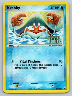 Pokemon TCG Crystal Guardians 54/100 Krabby Reverse Holo Stamped Near Mint NM - Image 1
