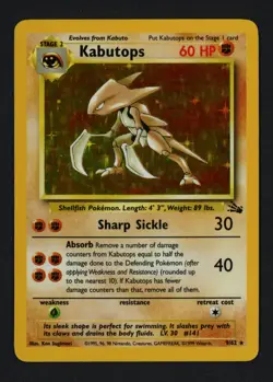 Kabutops 9/62 Fossil Unlimited Holo Rare Pokemon TCG - Image 1