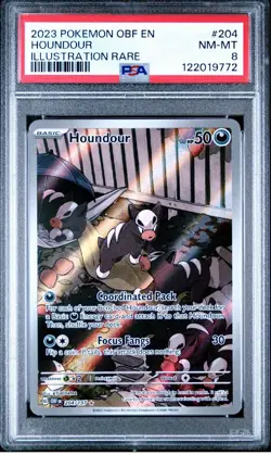 2023 POKEMON S&V OBSIDIAN FLAMES | ILLUSTRATION Graded PSA 8 HOUNDOUR 204 NM-MT - Image 1