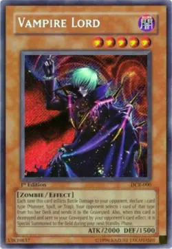 Yugioh! LP Vampire Lord - DCR-000 - Secret Rare - Unlimited Edition Lightly Play - Image 1