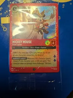 Disney Lorcana Mickey Mouse Pirate Captain Promo Glimmer Foil Card 18/P2, Sealed - Image 1