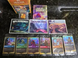 Disney Lorcana Wilds Unknown Complete Prerelease Promo, Postcard, Dice & Box Set - Image 1