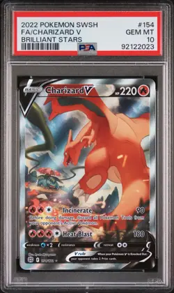 Pokemon Charizard V 154/172 PSA 10 SWSH Brilliant Stars Full Art 2022 - Image 1
