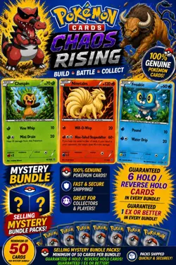 Pokemon TCG Bundle 50 Cards job lot chaos rising great way to fill your binder - Image 1