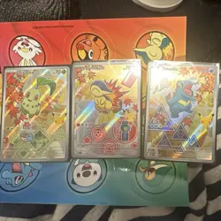 Pokemon TCG MEP Promo Holo 3-Card Lot Chikorita Cyndaquil Totodile 046-048 - Image 1
