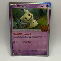 Mimikyu Pokemon Trick Or Trade 2023 LP Holo 097/193 Rare Halloween Pumpkin Stamp - Image 1