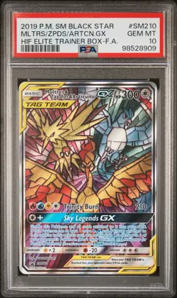 Pokemon Moltres/Zapdos/Articuno GX SM210 PSA 10 Hidden Fates ETB Promo Full Art - Image 1