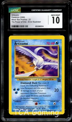 CGC 10 GEM MINT Articuno # 22 WOTC Black Star PROMO Pokemon Card 014 - Image 1