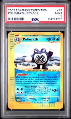 PSA 9 Poliwrath Reverse Foil 24/165 Expedition 2002 Pokemon Card - Image 1