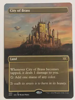 MTG English Magic Card Near Mint CITY OF BRASS, Double Masters 2 BORDERLESS 2XM - Image 1