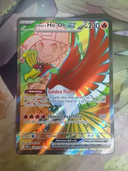 Pokemon TCG Destined Rivals Ethan's Ho-Oh EX Ultra Rare Full Art Card 209/182 - Image 1