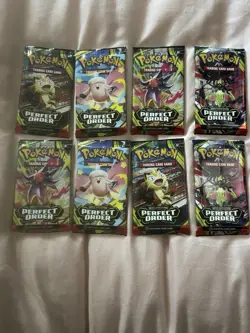 Pokemon Mega Evolution Perfect Order Sealed Sleeved 8 Pack Lot - Image 1