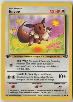 Eevee 51/64 Common Jungle Pokemon 1st Edition Near Mint - Image 1