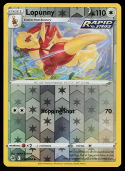 Lopunny 213/264 Uncommon Fusion Strike Pokemon Reverse Holo Lightly Played - Image 1