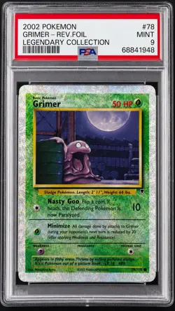 PSA 9 MINT 2002 Pokemon Legendary Collection Reverse Holo Grimer #78 - Image 1