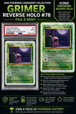 PSA 9 MINT 2002 Pokemon Legendary Collection Reverse Holo Grimer #78 - Image 3