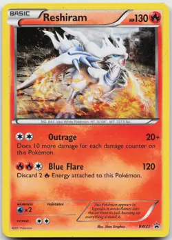 Reshiram BW23 Holo Promo Black And White Promo Pokemon Holo Heavily Played - Image 1