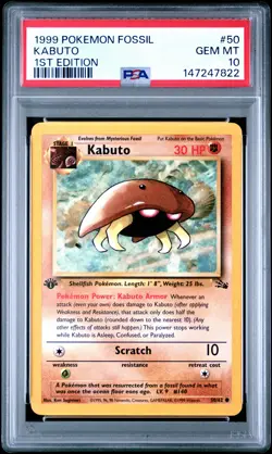 1999 POKEMON FOSSIL 1ST EDITION #50 KABUTO PSA 10 - Image 1