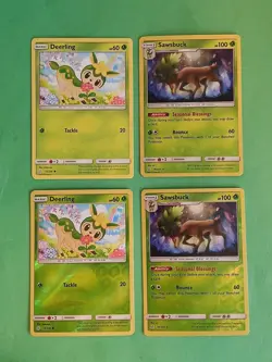 Pokemon Cosmic Eclipse Deerling 15/236 Reverse Holo Sawsbuck 16/236 Holo - Image 1