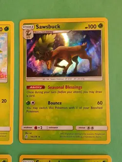 Pokemon Cosmic Eclipse Deerling 15/236 Reverse Holo Sawsbuck 16/236 Holo - Image 4