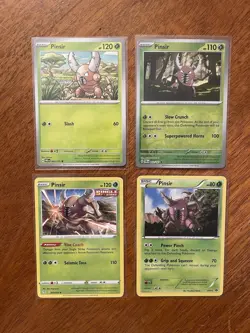 Lot of 4 Pinsir Pokemon Cards Near Mint Condition, 2 rare, 1 reverse holo - Image 1