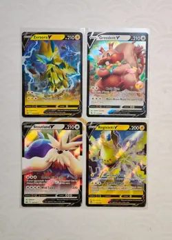 Bundle Lot Of 4 V Cards Pokemon TGC Near Mint Zeraora Regieleki - Image 1