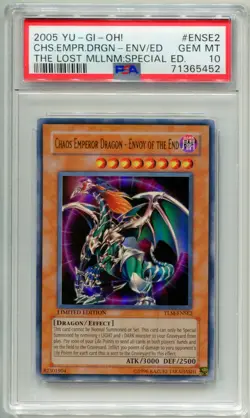 2005 KONAMI YU-GI-OH CHAOS EMPEROR DRAGON TLM-ENSE2 ULTRA RARE HOLO PSA 10 E3 - Image 1