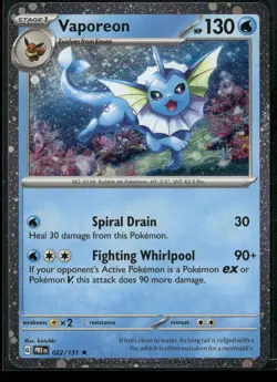 Pokemon Vaporeon - (Cosmos Holo) Rare 022/131 PRE Prismatic Evolutions NM - Image 1