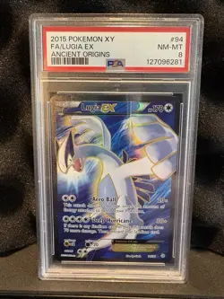 2015 POKEMON XY ANCIENT ORIGINS #94 FULL ART/LUGIA EX PSA 8 - Image 1