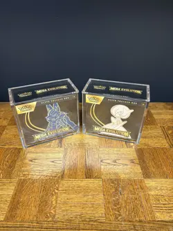 Pokemon Mega Evolution ETBs Set Of 2 Factory Sealed W/ Acrylic Case Protector. - Image 1