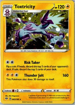 Pokemon Card - Toxtricity Darkness Ablaze 063/189 2020 Rare Holo Holo LP - Image 1