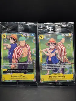 One Piece TCG Zoro & Luffy Set Sail Event promo cards set Of Two Sealed - Image 1