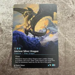 Ancient Silver Dragon - Custom Art MTG Magic The Gathering Playtest Card - Image 1