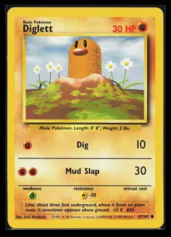 Diglett 47/102 Common Base Set Pokemon Card - Image 1