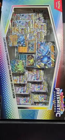 Pokemon TCG - Prismatic Evolutions Lucario ex & Tyranitar ex Premium Collection - Image 1