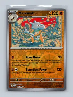 Marowak 105/165 Rare 151 Pokemon Reverse Holo Lightly Played - Image 1