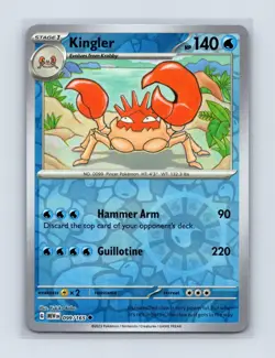 Kingler 099/165 Uncommon 151 Pokemon Reverse Holo Near Mint - Image 1