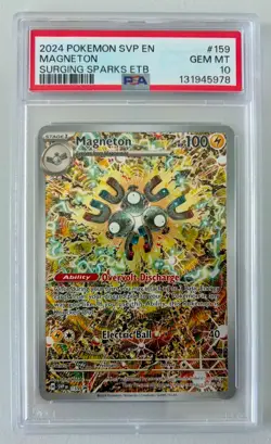 PSA 10 GEM MINT Pokemon Magneton SVP 159 Promo Surging Sparks 2024 Full Art Rare - Image 1