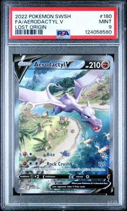 2022 POKEMON SWORD & SHIELD LOST ORIGIN 180 FULL ART AERODACTYL V PSA Mint 9 - Image 1