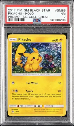 2017 POKEMON SM BLACK STAR PROMO #SM86 PIKACHU-HOLO PSA 7 - Image 1