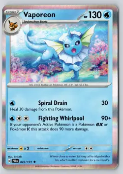 Vaporeon 022/131 Rare Prismatic Evolutions Holo Near Mint - Image 1