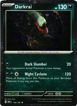 DARKRAI 136/197 (COSMOS HOLO) OBSIDIAN FLAMES POKEMON NM - Image 1
