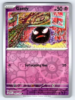 GASTLY 092/165 COMMON 151 POKEMON REVERSE HOLO NEAR MINT - Image 1