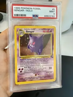 1999 Pokemon Fossil #5 Gengar - Holo PSA 9 - Image 1