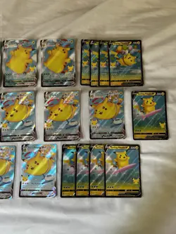 Surfing Pikachu & Flying Pikachu V & Vmax Lot Of 28 Pokemon TCG Celebrations - Image 3
