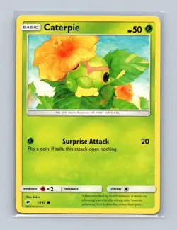 Caterpie 1/147 Common Burning Shadows Pokemon Lightly Played - Image 1