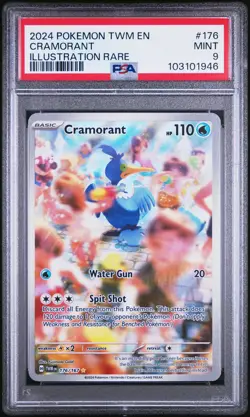 2024 POKEMON TWM EN-TWILIGHT MASQUERADE ILLUSTRATION RARE #176 CRAMORANT PSA 9 - Image 1
