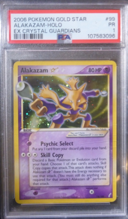 2006 POKEMON GOLD STAR EX CRYSTAL GUARDIANS ALAKAZAM HOLO 99/100 PSA 1 POOR - Image 1